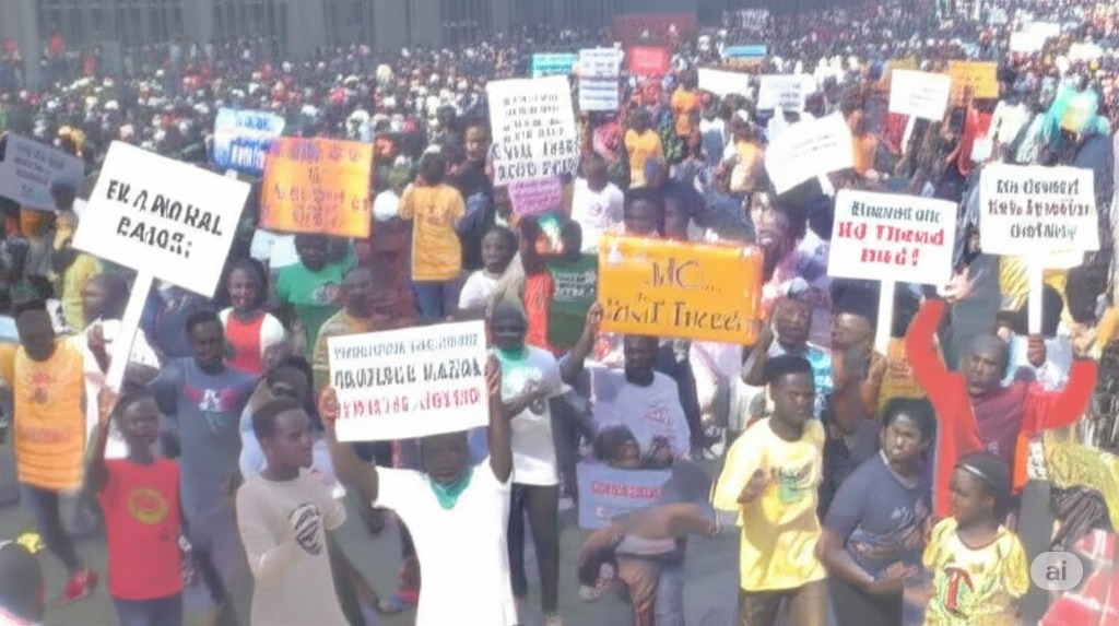 African citizens protesting for election integrity and against constitutional changes.
